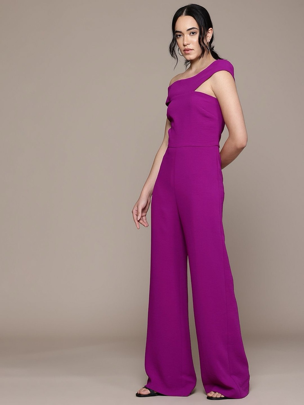 Mango Fuchsia Sleeveless Wide-Leg Jumpsuit